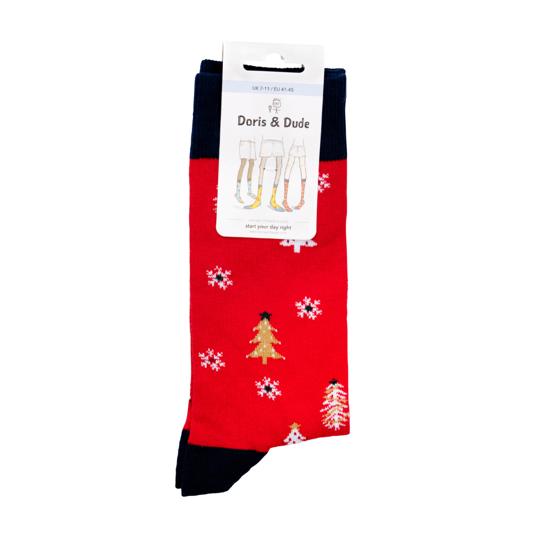 Christmas Tree Red Cotton Socks